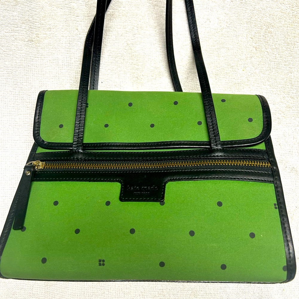 Vintage Kate Spade NY Green/navy dots bag.